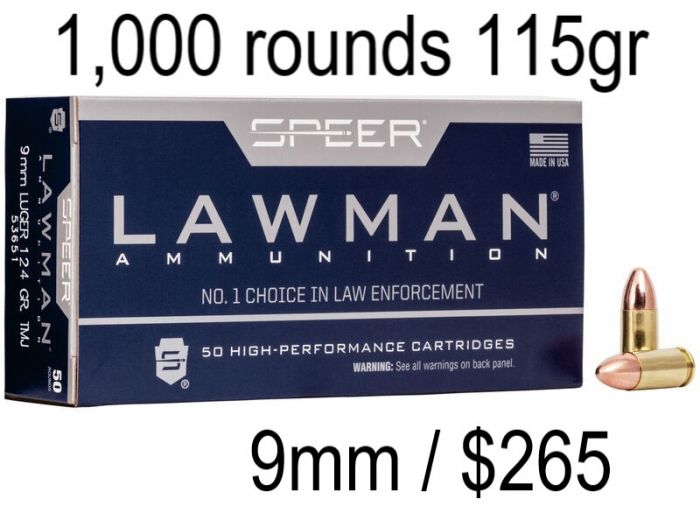 IN STOCK 9mm Lawman Brass Cased 115 or 124 grain