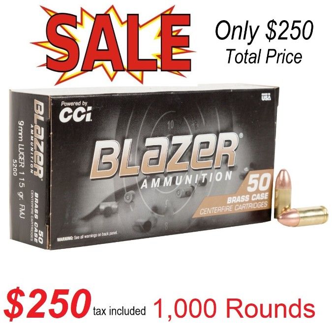 IN STOCK 9mm CCi Blazer Brass 115 or 124 grain