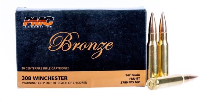 308 AMMO 147 GRAIN FMJ PMC BRONZE