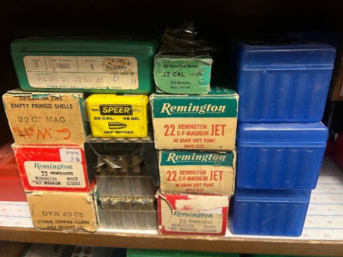 22 Remington Jet factory ammunition and Brass