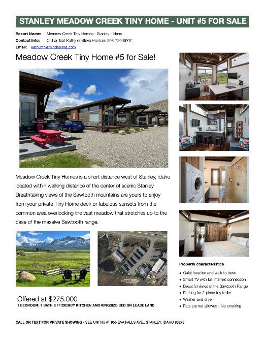 Meadow Creek Tiny Home in Stanley, Idaho