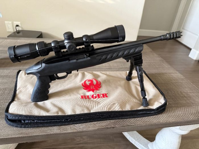 Ruger charger 22lr with bipod and vortex crossfire