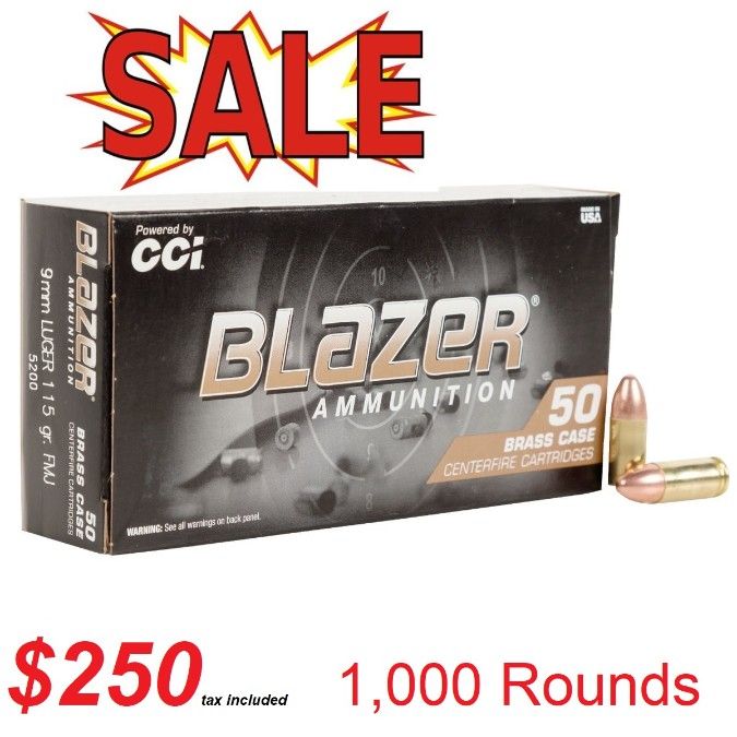 IN STOCK 9mm CCi Blazer Brass 115 or 124 grain