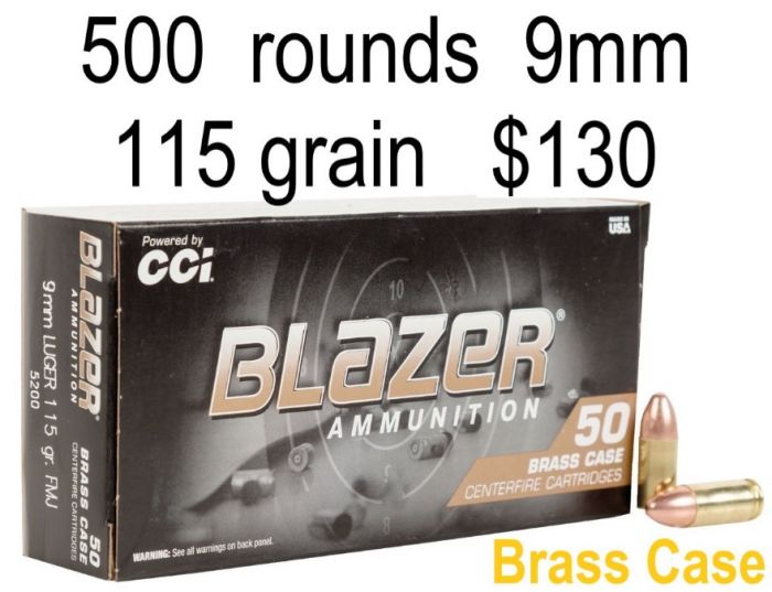 IN STOCK 9mm CCi Blazer Brass 115 or 124 grain