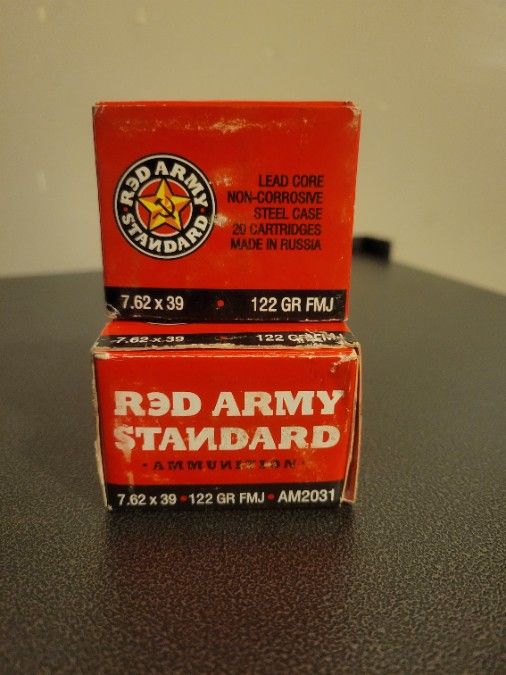 7.62x39mm 122 gr steel case Red Army Full Metal Jacket (FMJ)