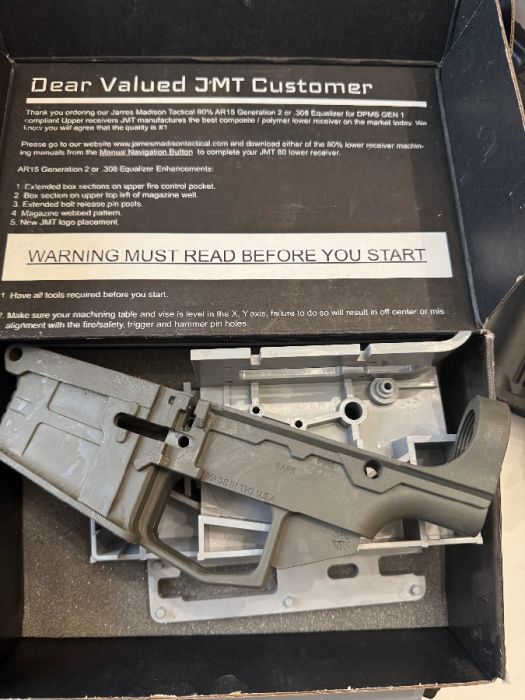 Gen 2 JMT AR15 polym 80% lower receiver with jig. 