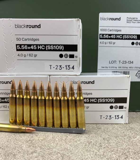 Swiss-P 5.56 62 Grain SS109: $475 / 1,000 Rounds