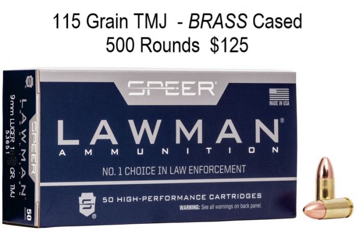 9mm BRASS Cased 115gr * Lawman Total Metal Jacket